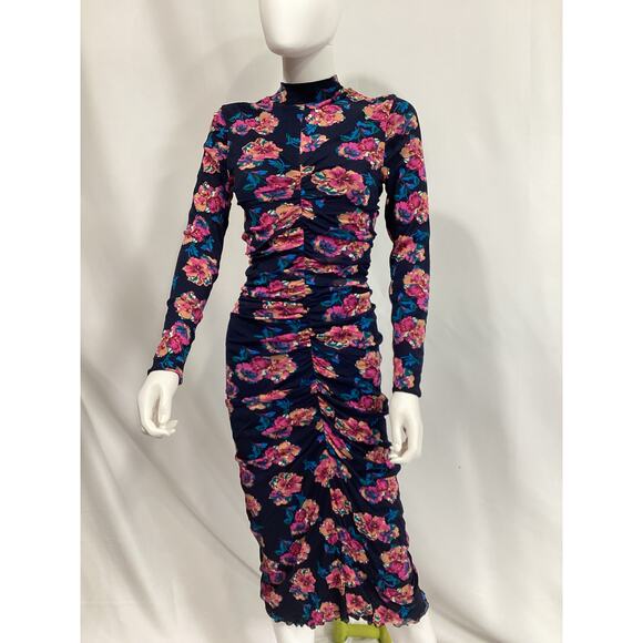 Diane Von Furstenberg 'Verina' Blue Mockneck Reversible Dress Size M - NWT - Picture 2 of 4